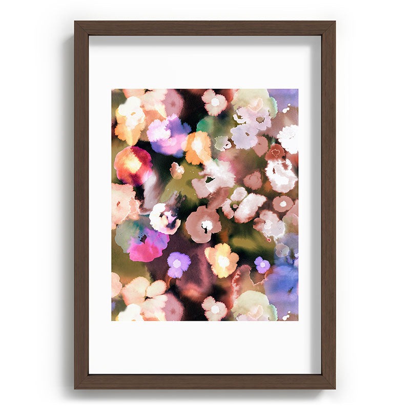 Ninola Design Botanic Retreat Ombre Abstract Watercolor Flowers Pink gold Recessed Framing Rectangle