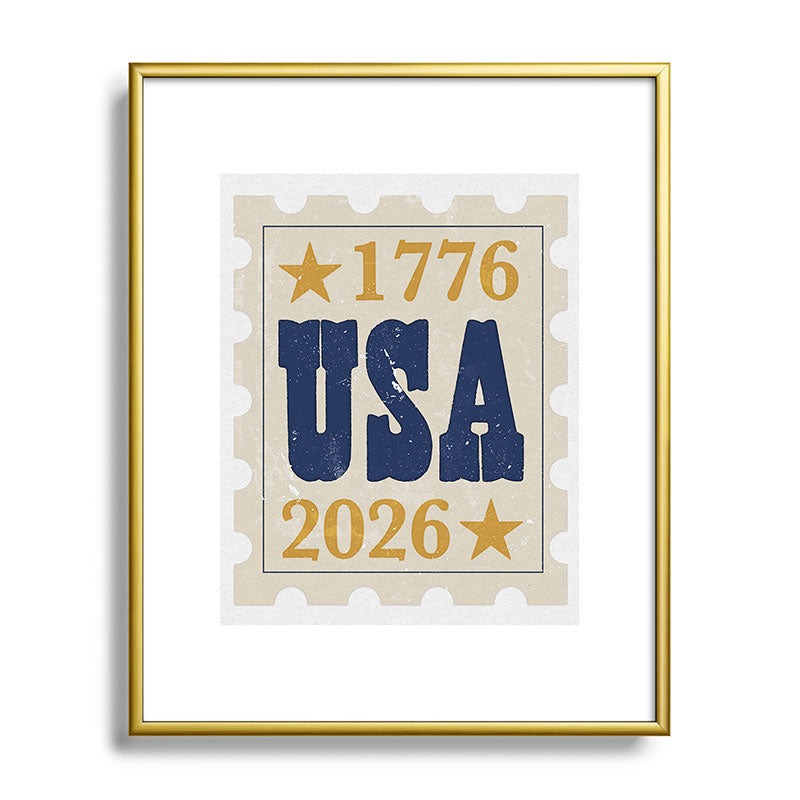 DENY Designs USA Stamp Metal Framed Art Print