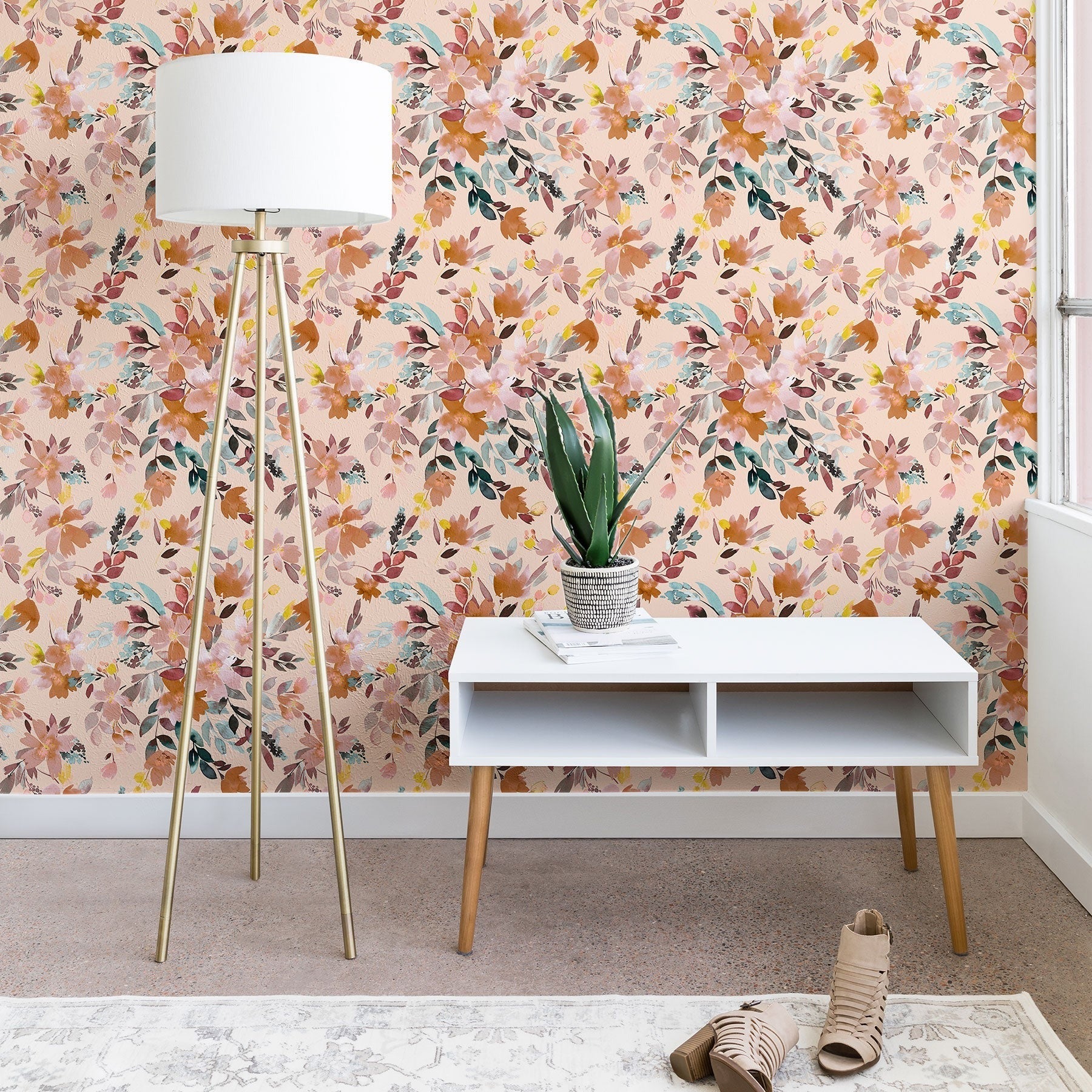 Ninola Design Botanic Retreat Floral Oleander Whimsical Soft Pink Wallpaper