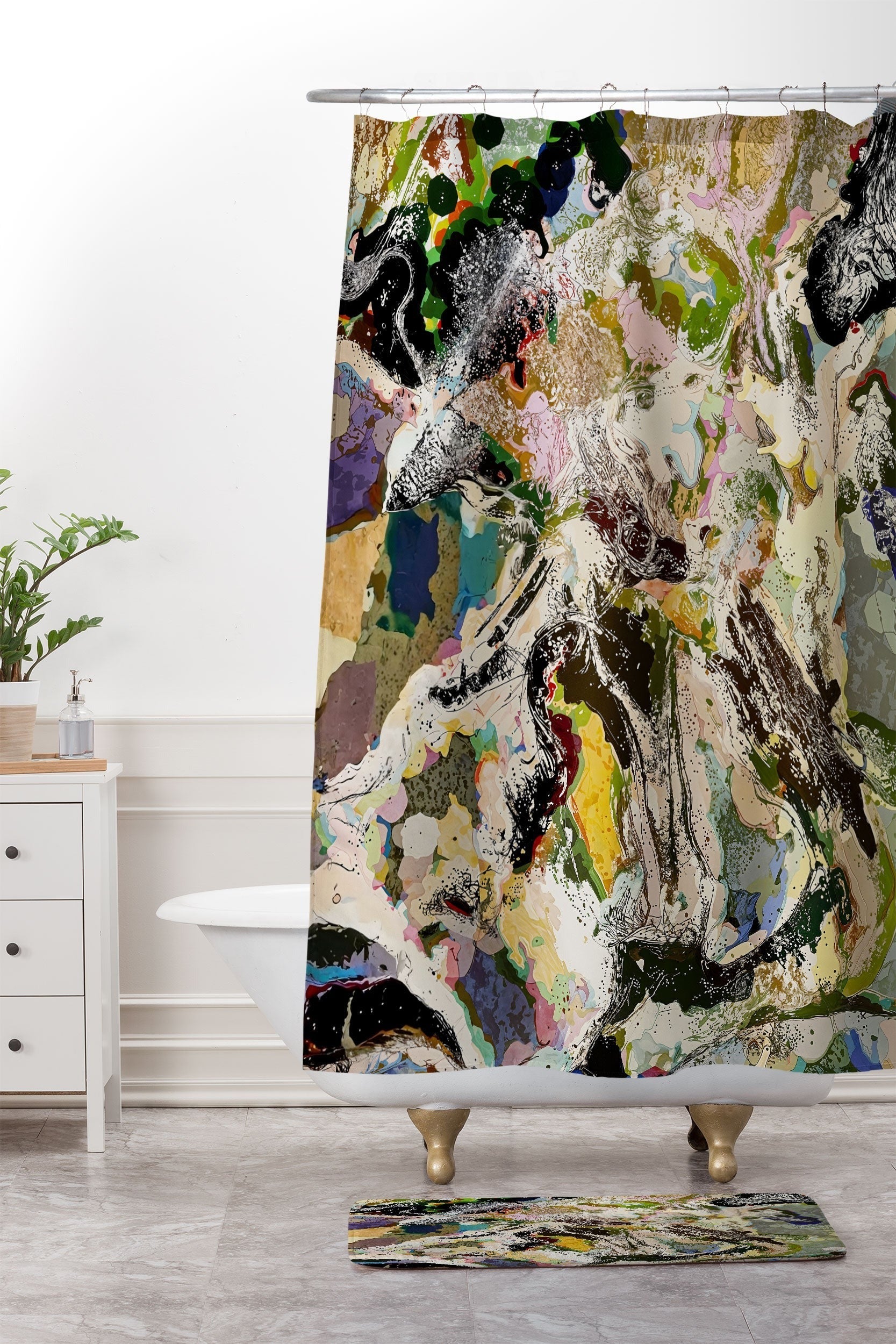 83 Oranges Echoes Beneath the Surface Shower Curtain And Mat