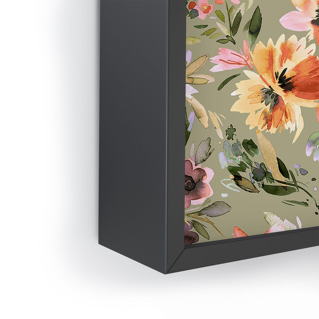 Ninola Design Botanic Retreat Painterly Tropical Flowers Sage Green Framed Mini Art Print