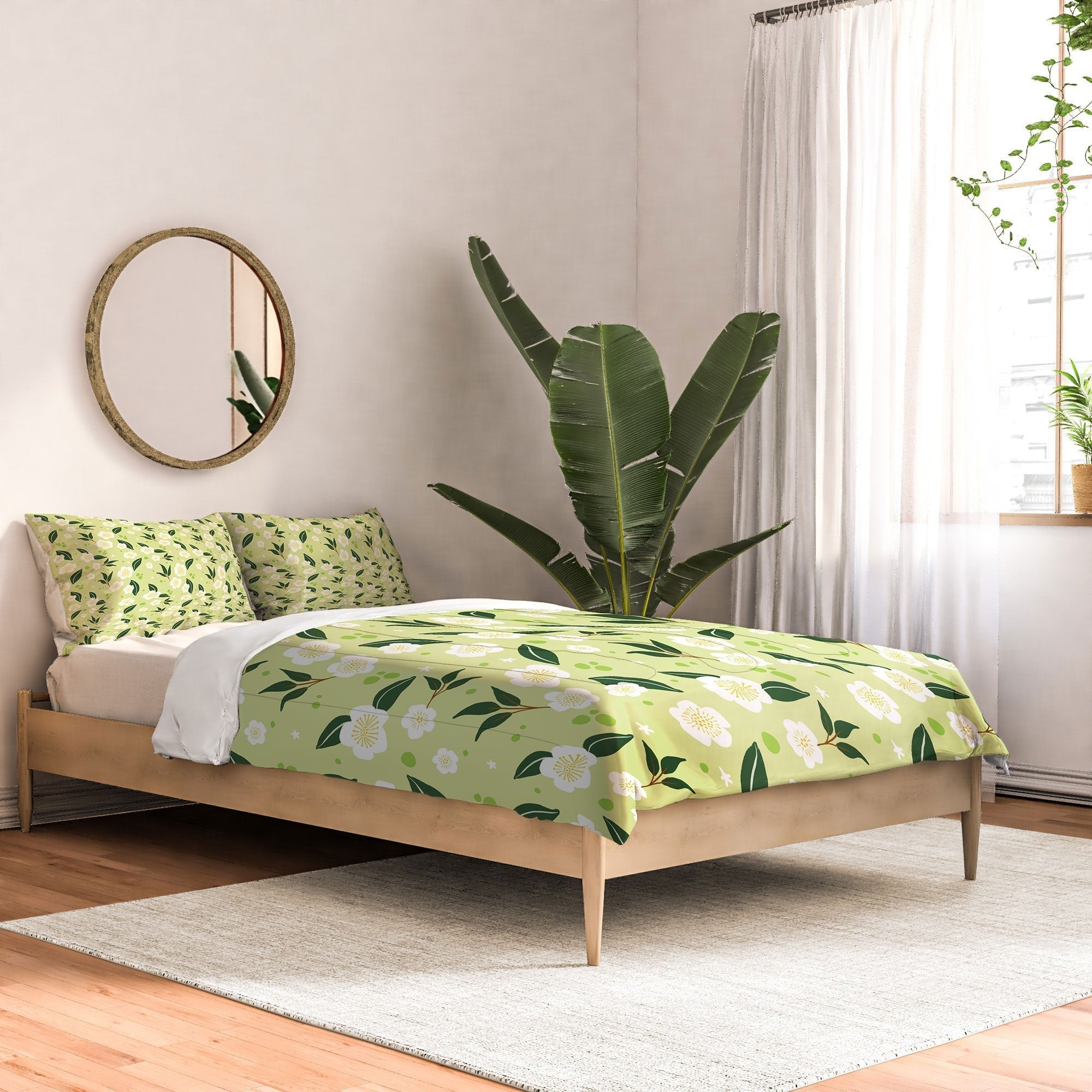 Design by Spark Matcha Tea Florals Comforter