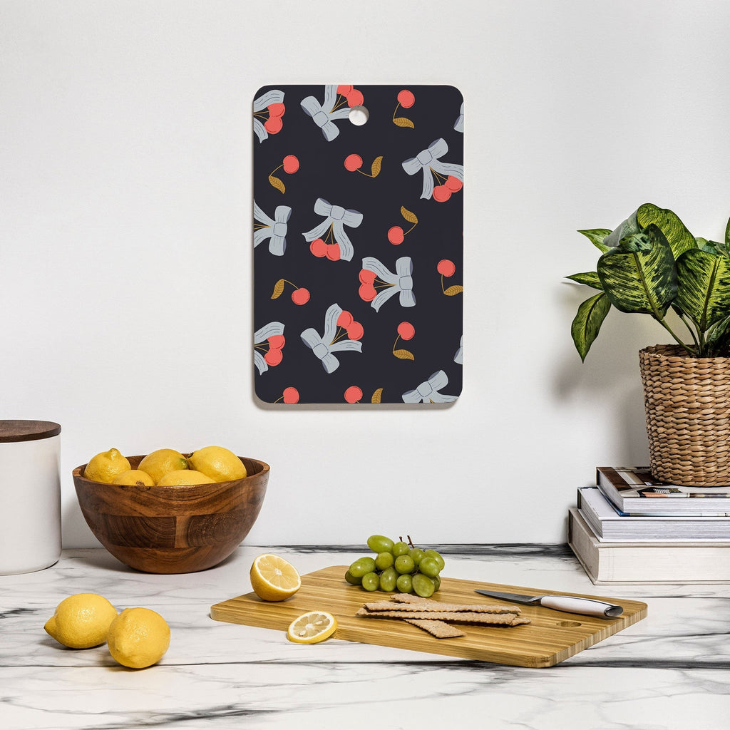 Jennifer Labre Cherries and Bows Cutting Board Rectangle