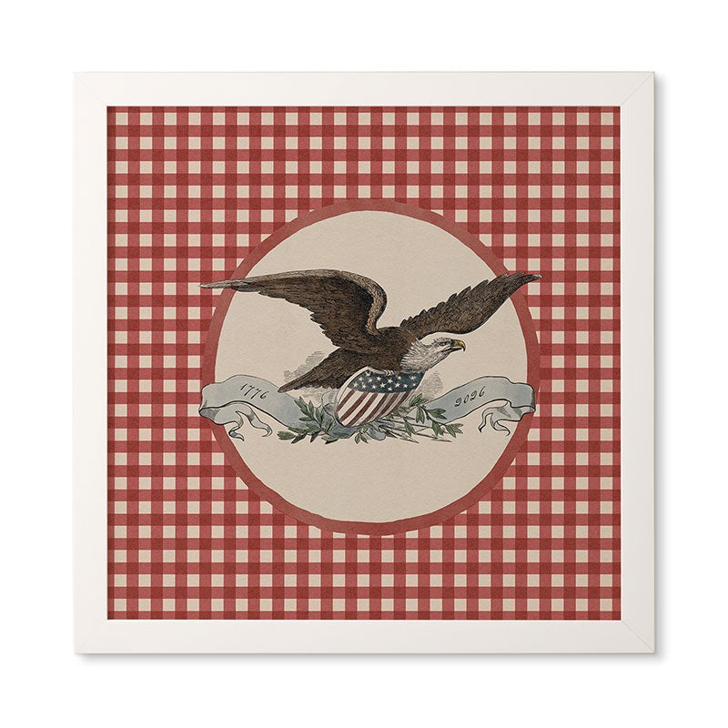 DENY Designs Gingham Eagle Framed Wall Art