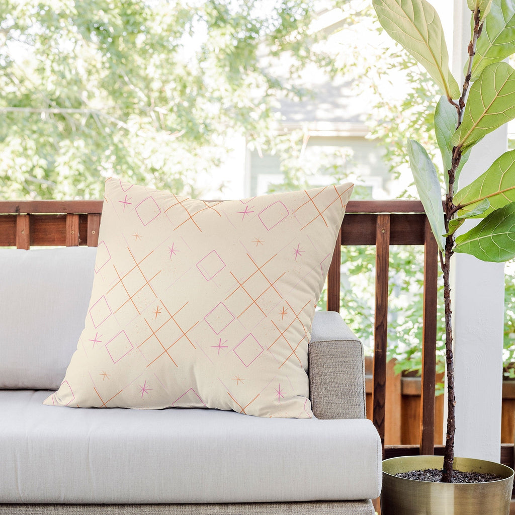 Little Om Starry Web cream Outdoor Throw Pillow