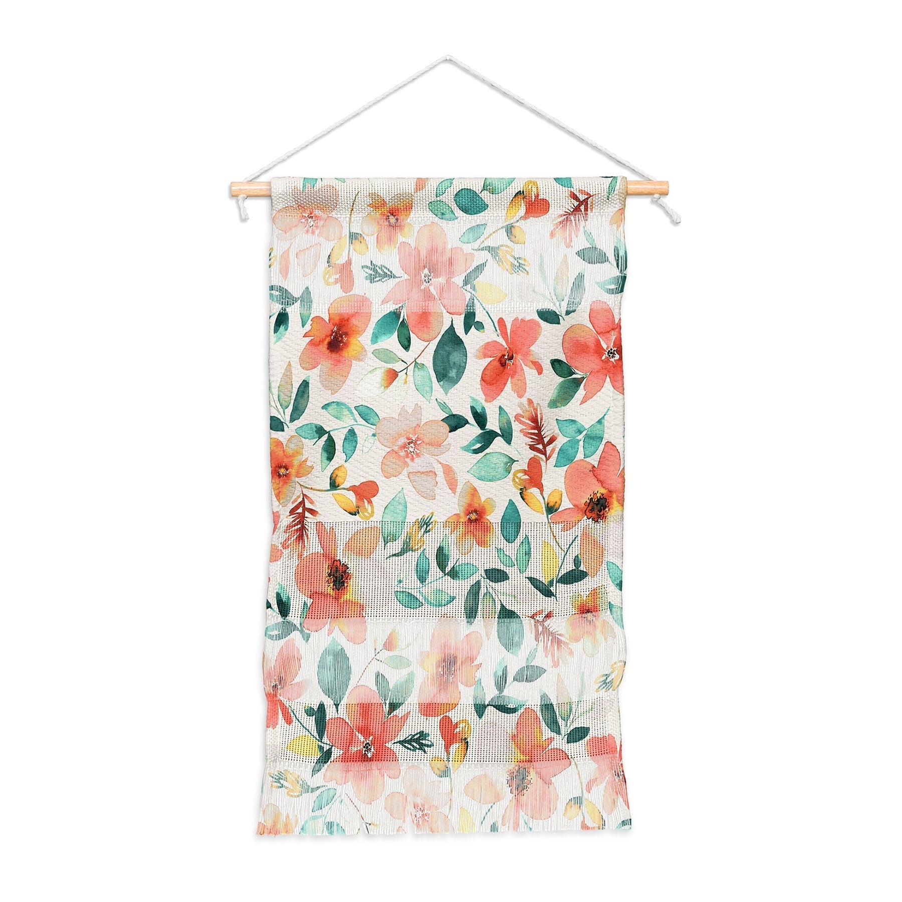 Ninola Design Botanic Retreat Tropical Whimsical Flowers Coral Green Wall Hanging Portrait