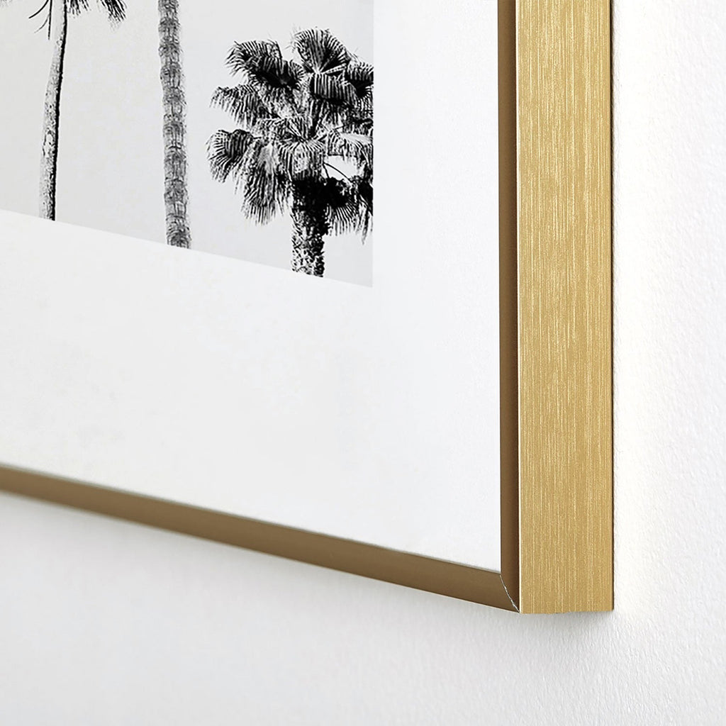 Gal Design Black And White Palms Metal Framed Art Print