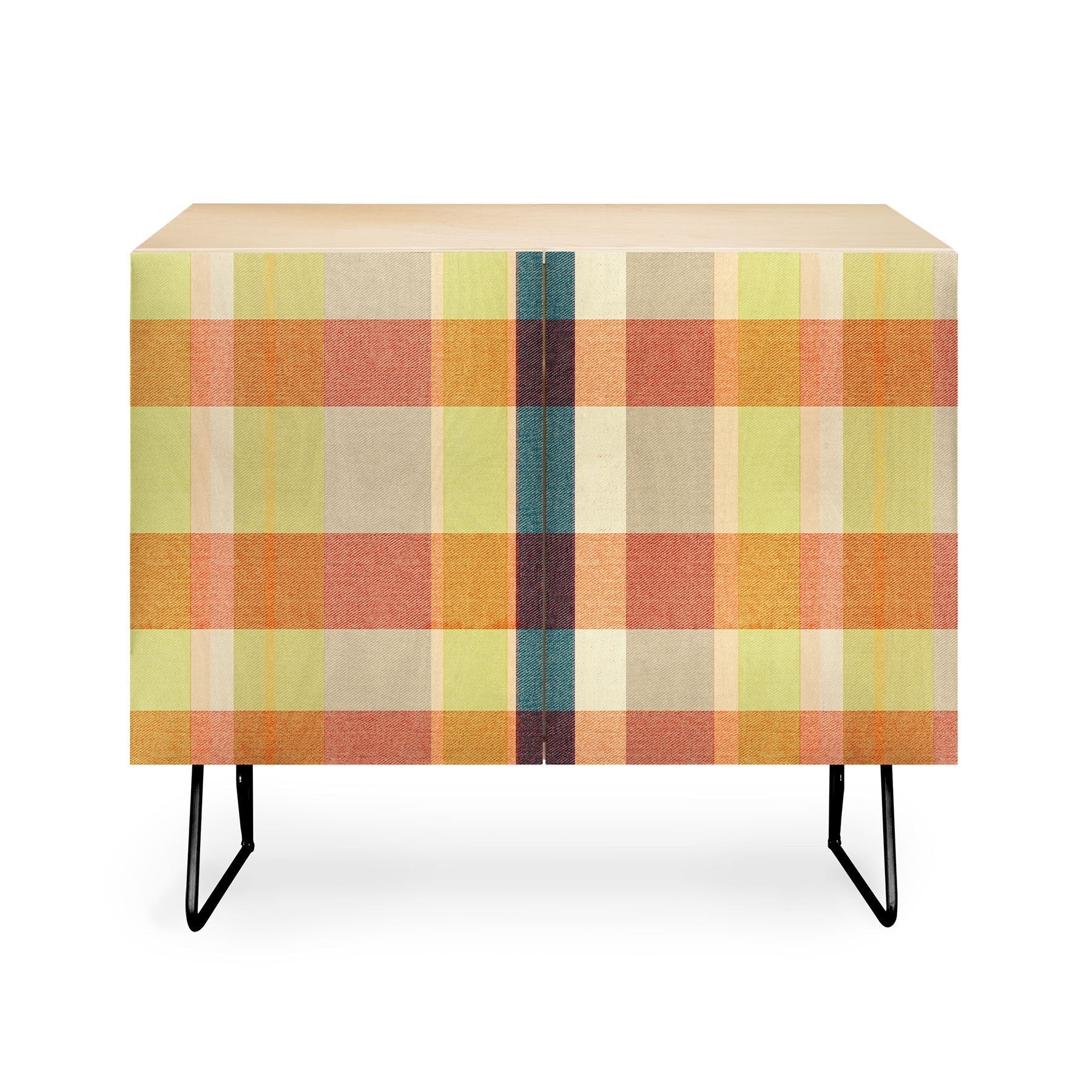 Marta Barragan Camarasa Retro Picnic Plaid Warm Tones Credenza