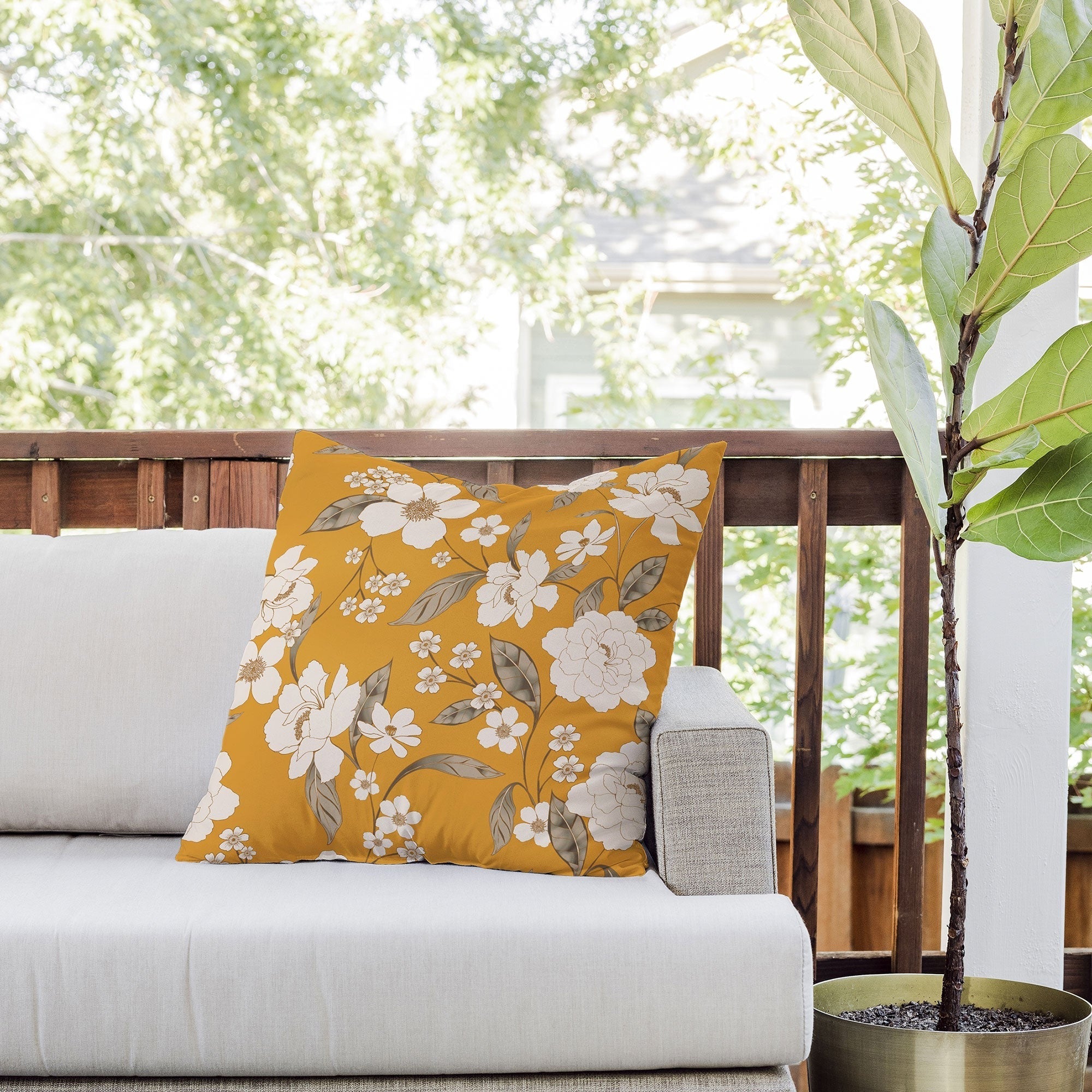 Gabriela Fuente Roberta Sunflower Outdoor Throw Pillow