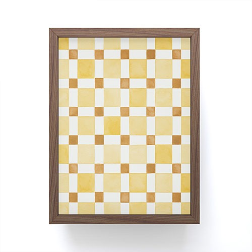 Ninola Design Everyday Artifact Checker Mosaic Tiles Geometry Yellow Framed Mini Art Print