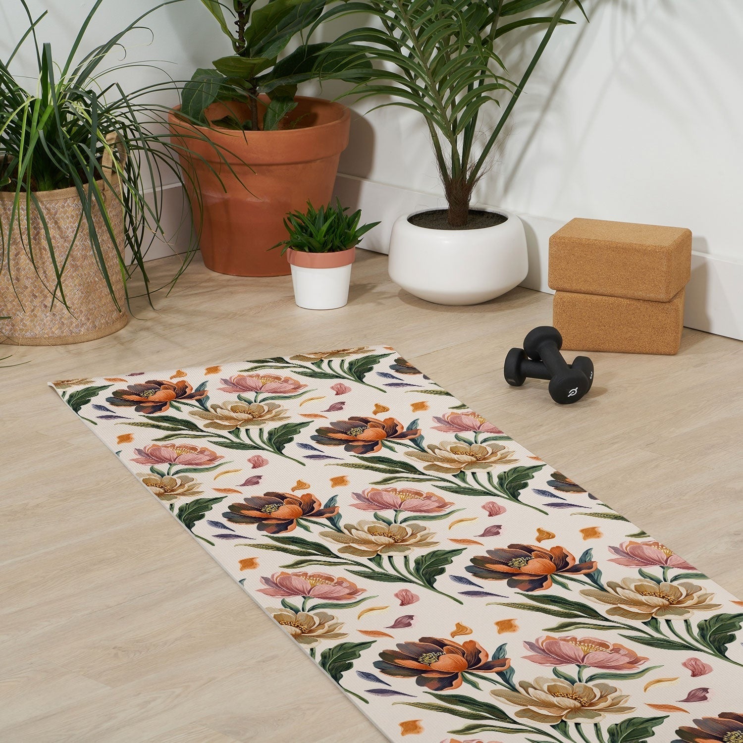 Marta Barragan Camarasa Hand Painted Peony Florals Yoga Mat