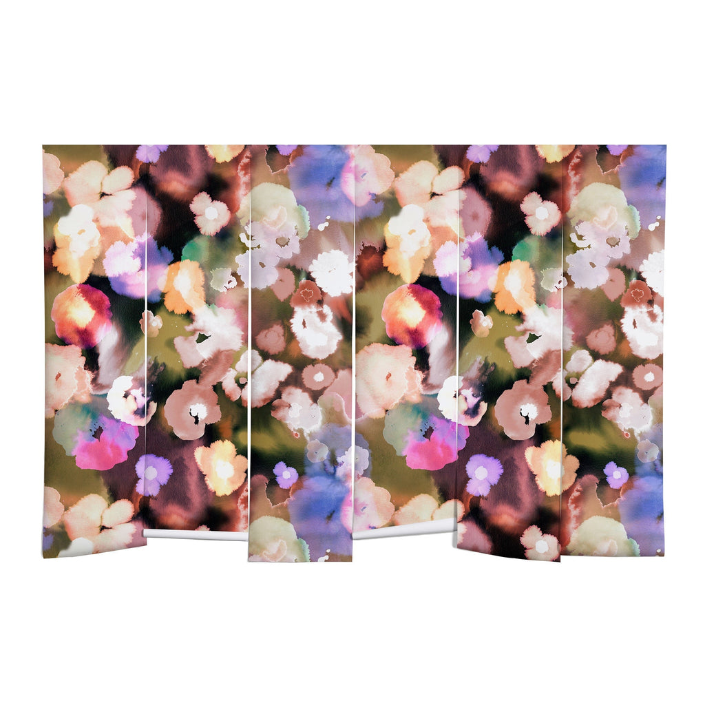 Ninola Design Botanic Retreat Ombre Abstract Watercolor Flowers Pink gold Wall Mural