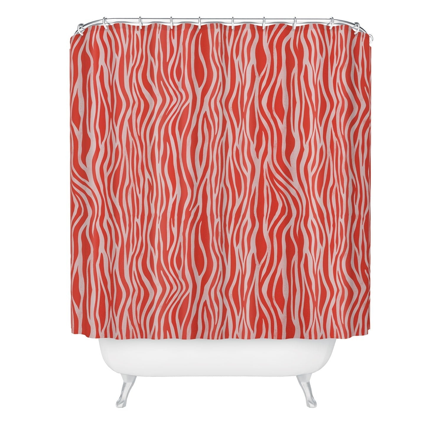 Avenie BR Red Zebra Stripe Shower Curtain