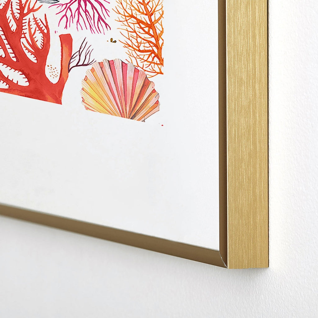 Ninola Design Botanic Retreat Coral Reef Crab Lobster Red Metal Framed Art Print