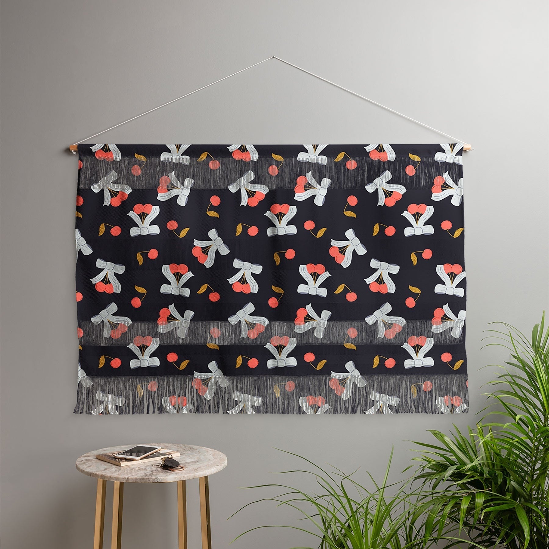 Jennifer Labre Cherries and Bows Wall Hanging Landscape
