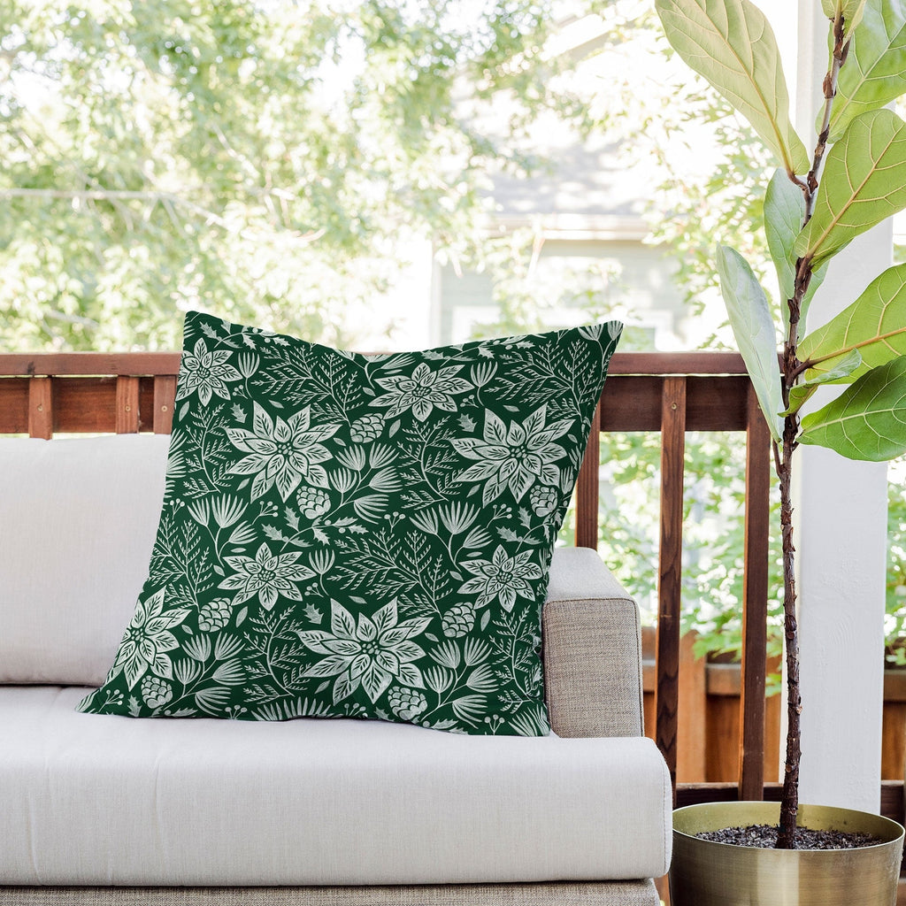 Pimlada Phuapradit Christmas Poinsettia Outdoor Throw Pillow