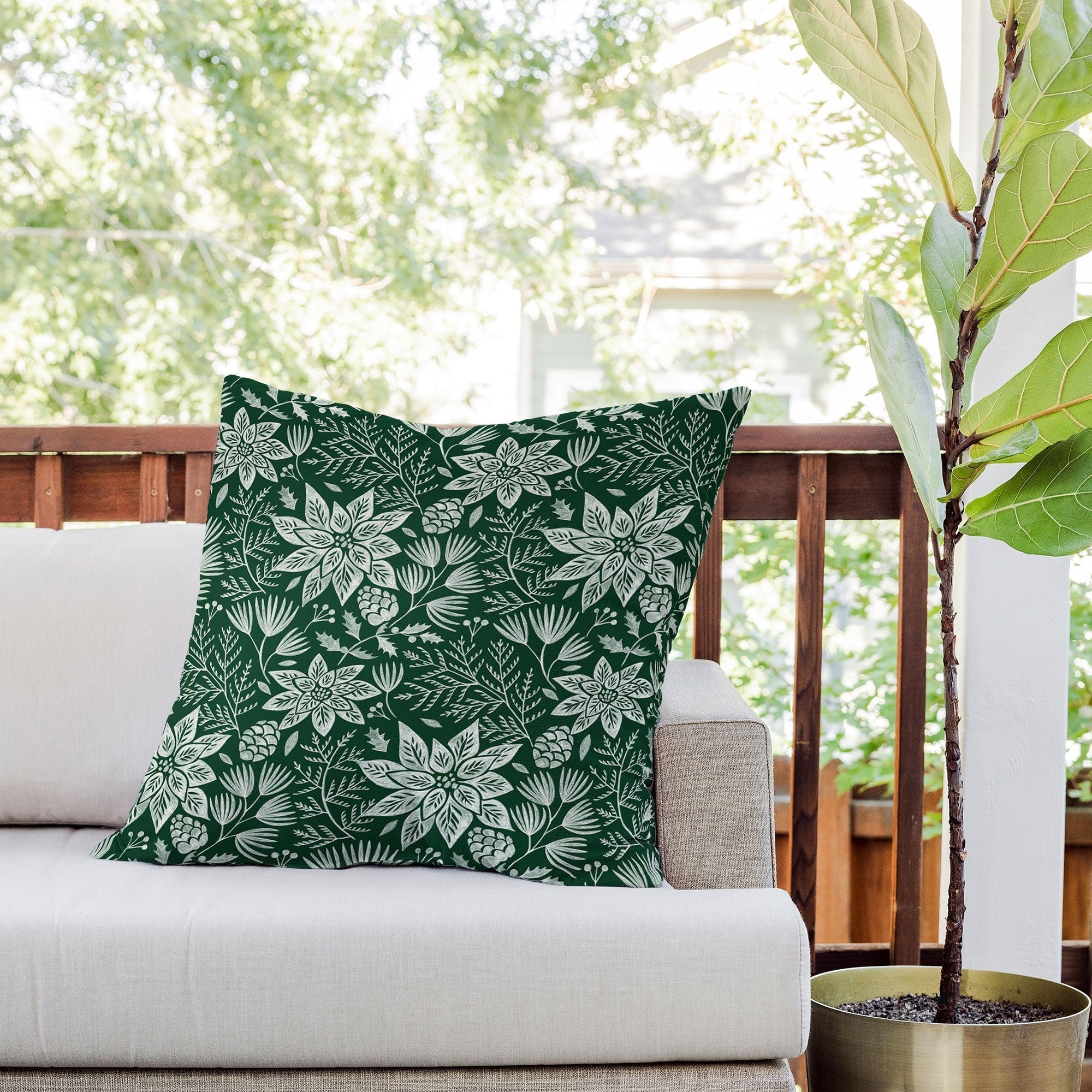 Pimlada Phuapradit Christmas Poinsettia Outdoor Throw Pillow