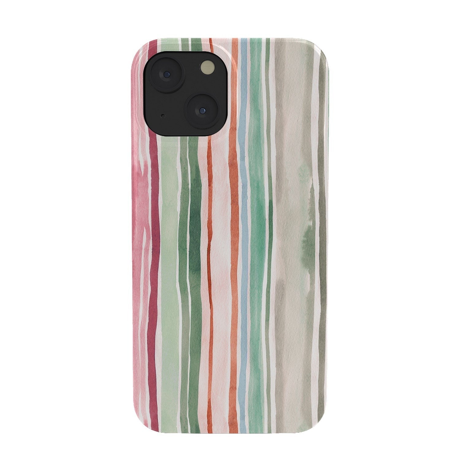 Ninola Design Botanic Retreat Watercolor Stripes Green Orange Red Phone Case