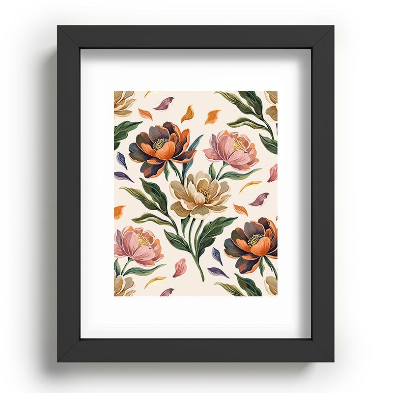 Marta Barragan Camarasa Hand Painted Peony Florals Recessed Framing Rectangle