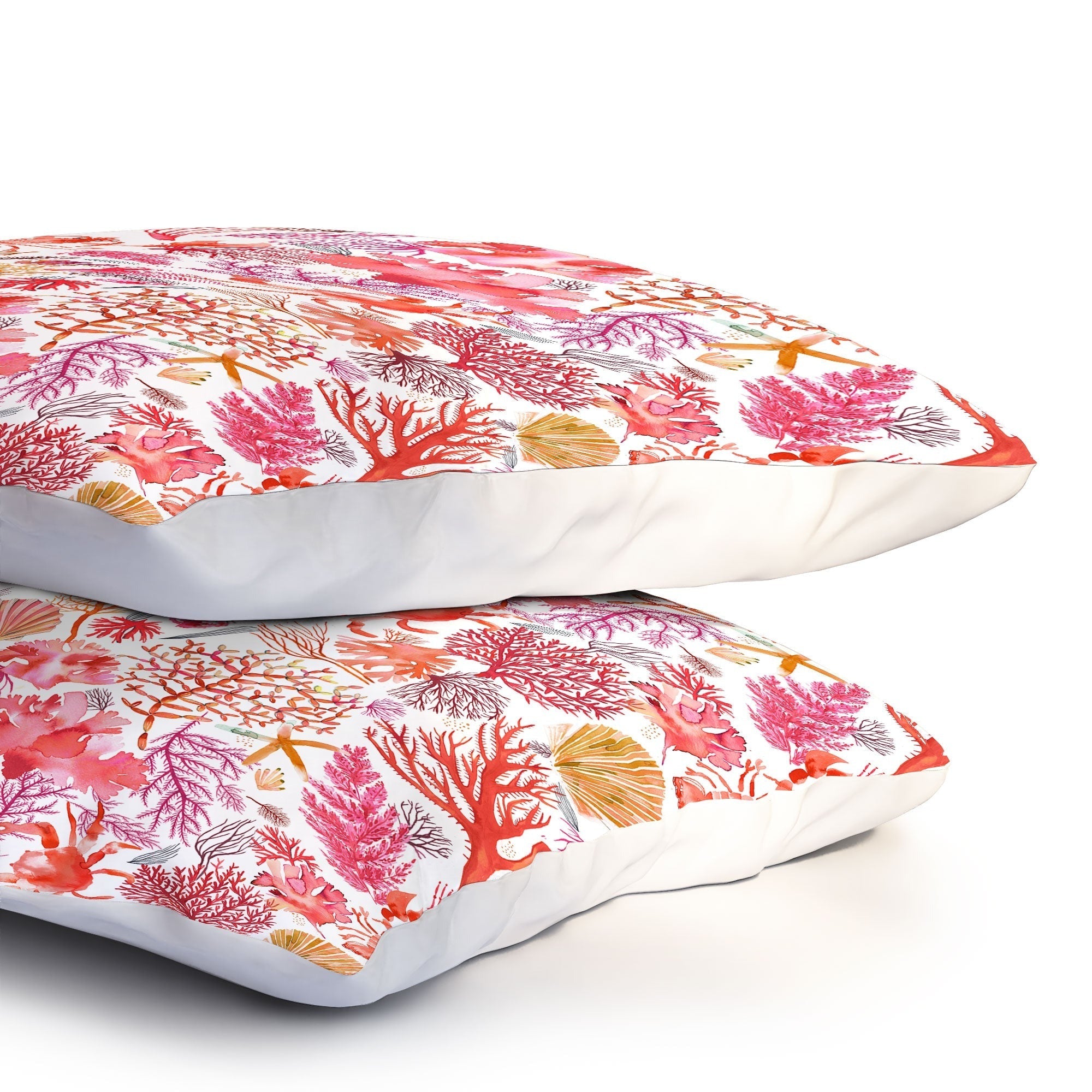 Ninola Design Botanic Retreat Coral Reef Crab Lobster Red Pillow Shams