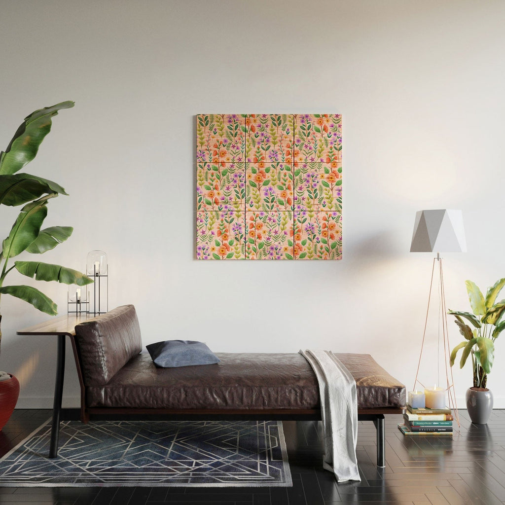 Pimlada Phuapradit Ditsy Spring Floral Wood Wall Mural