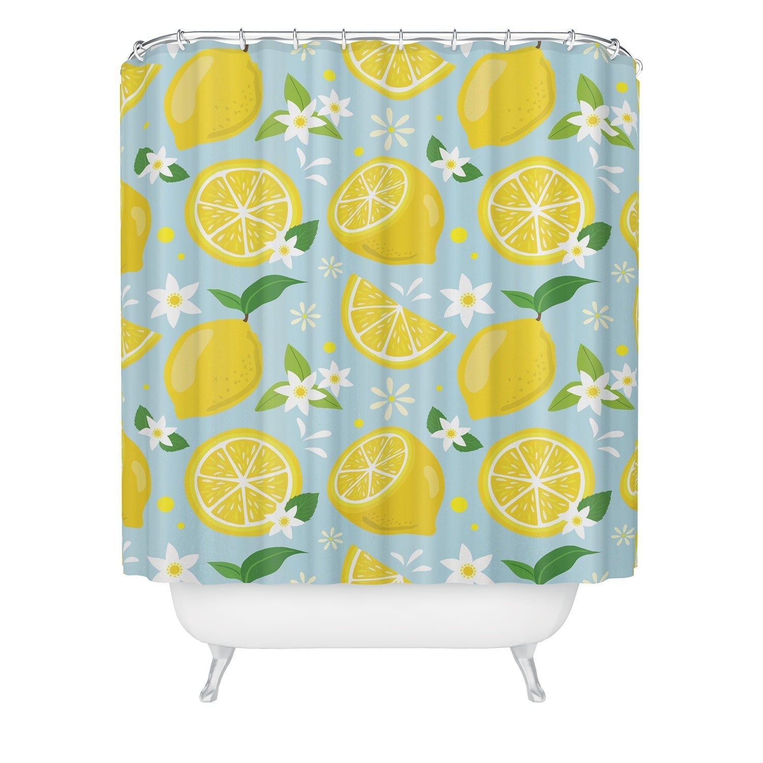 Design by Spark Lemony Fresh Florals Shower Curtain