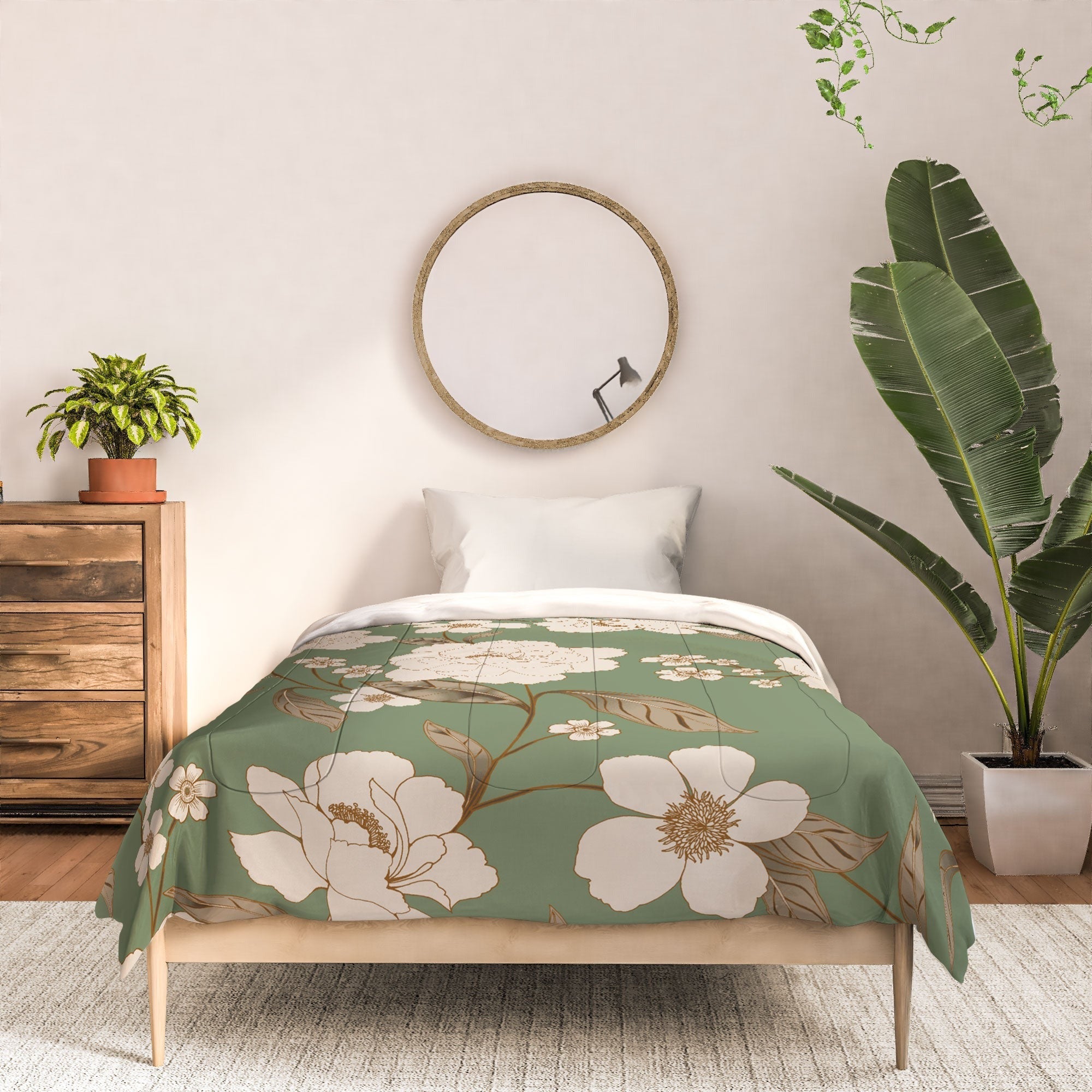 Gabriela Fuente Olive Floral Roberta Comforter