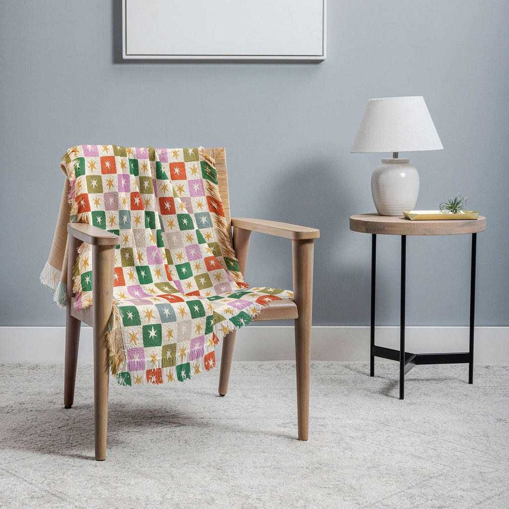 LouBruzzoni Retro Star Block Pattern Throw Blanket