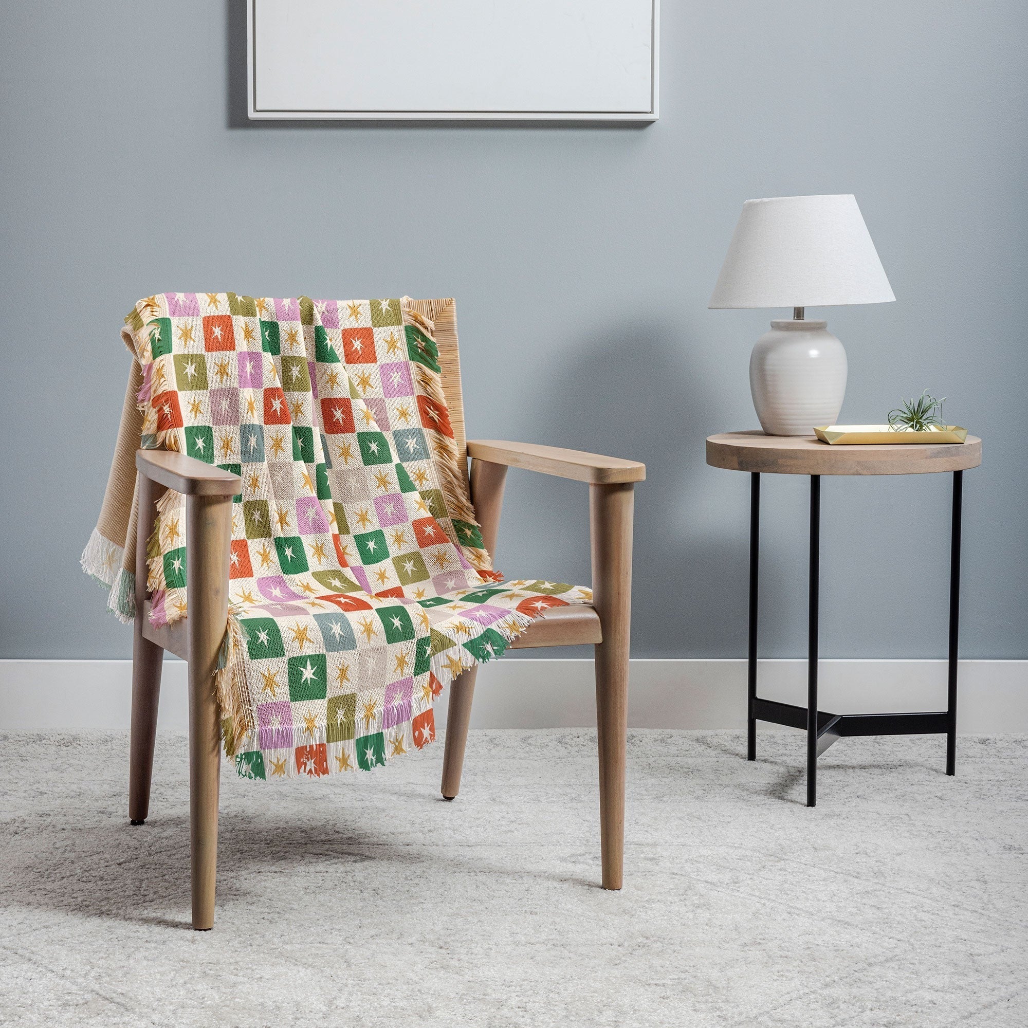 LouBruzzoni Retro Star Block Pattern Throw Blanket