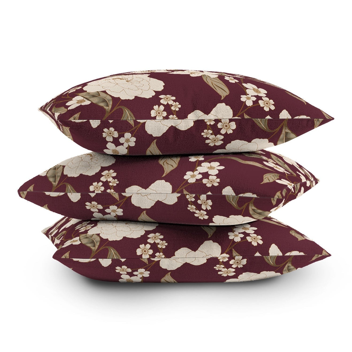 Gabriela Fuente Burgundy Floral Roberta Outdoor Throw Pillow