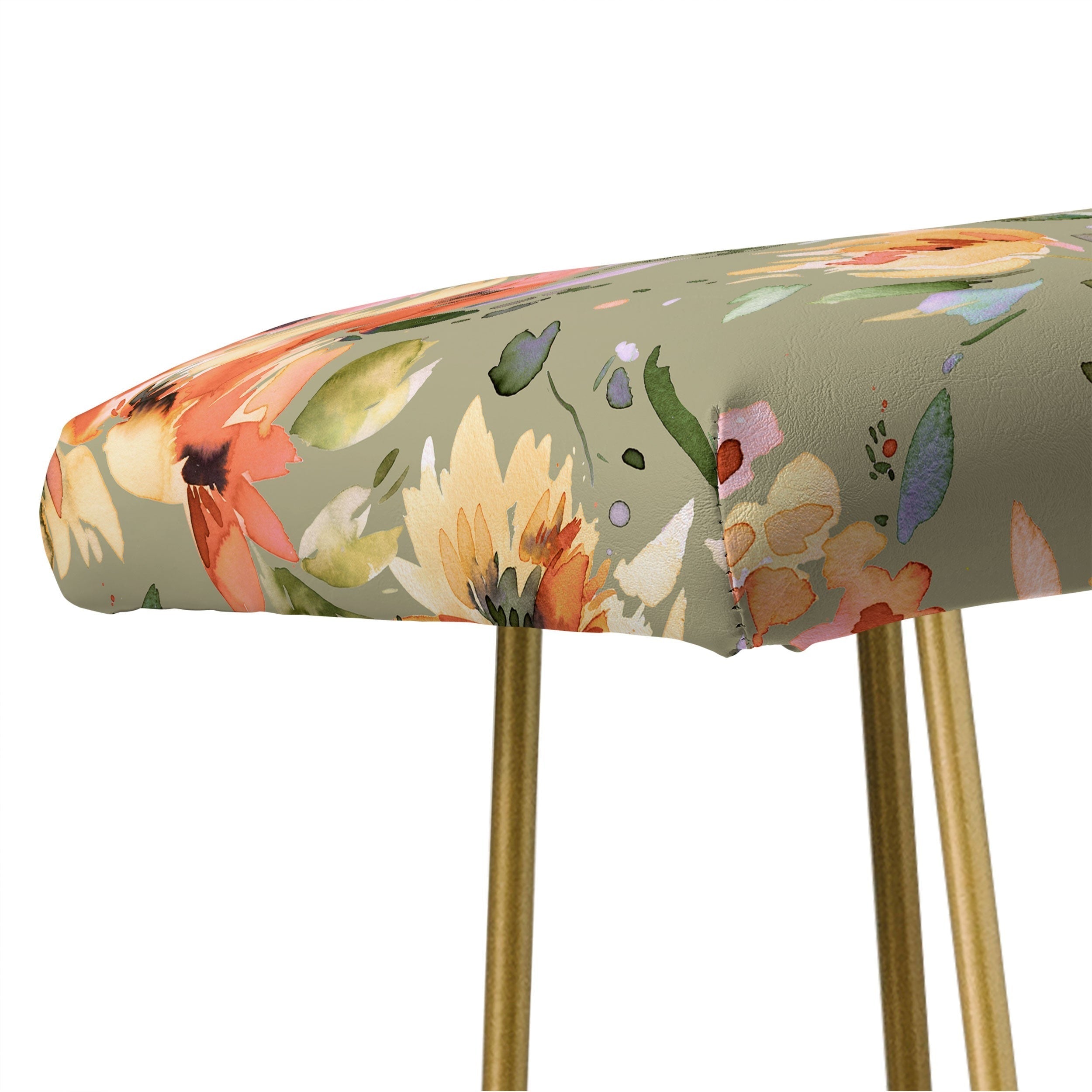 Ninola Design Botanic Retreat Painterly Tropical Flowers Sage Green Bench