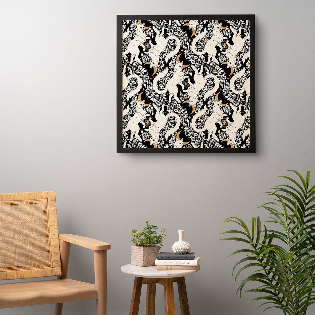 Avenie Celestial Cats Gold Framed Wall Art