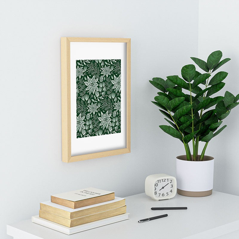 Pimlada Phuapradit Christmas Poinsettia Recessed Framing Rectangle