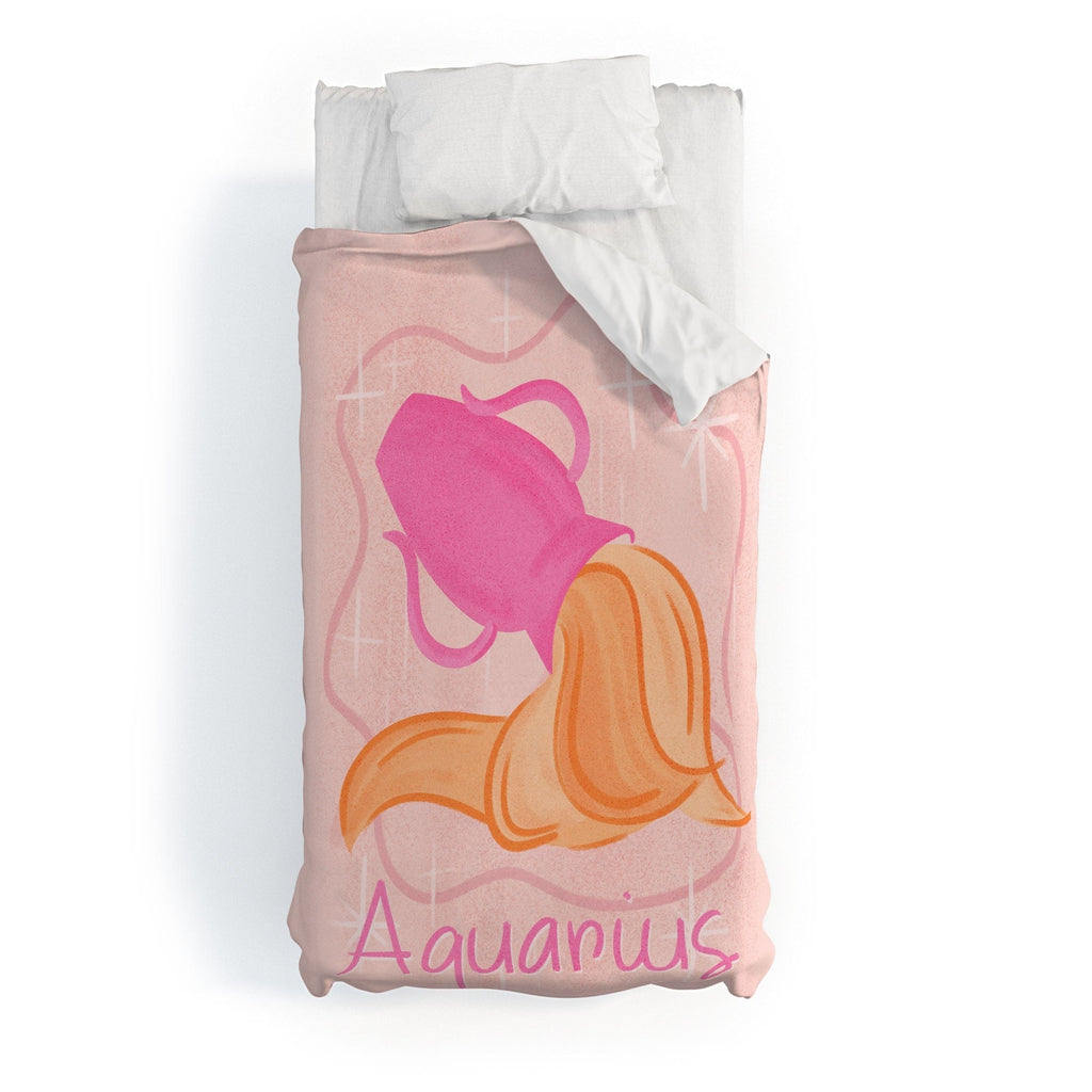 Little Om Zodiac Sign Aquarius Duvet Cover