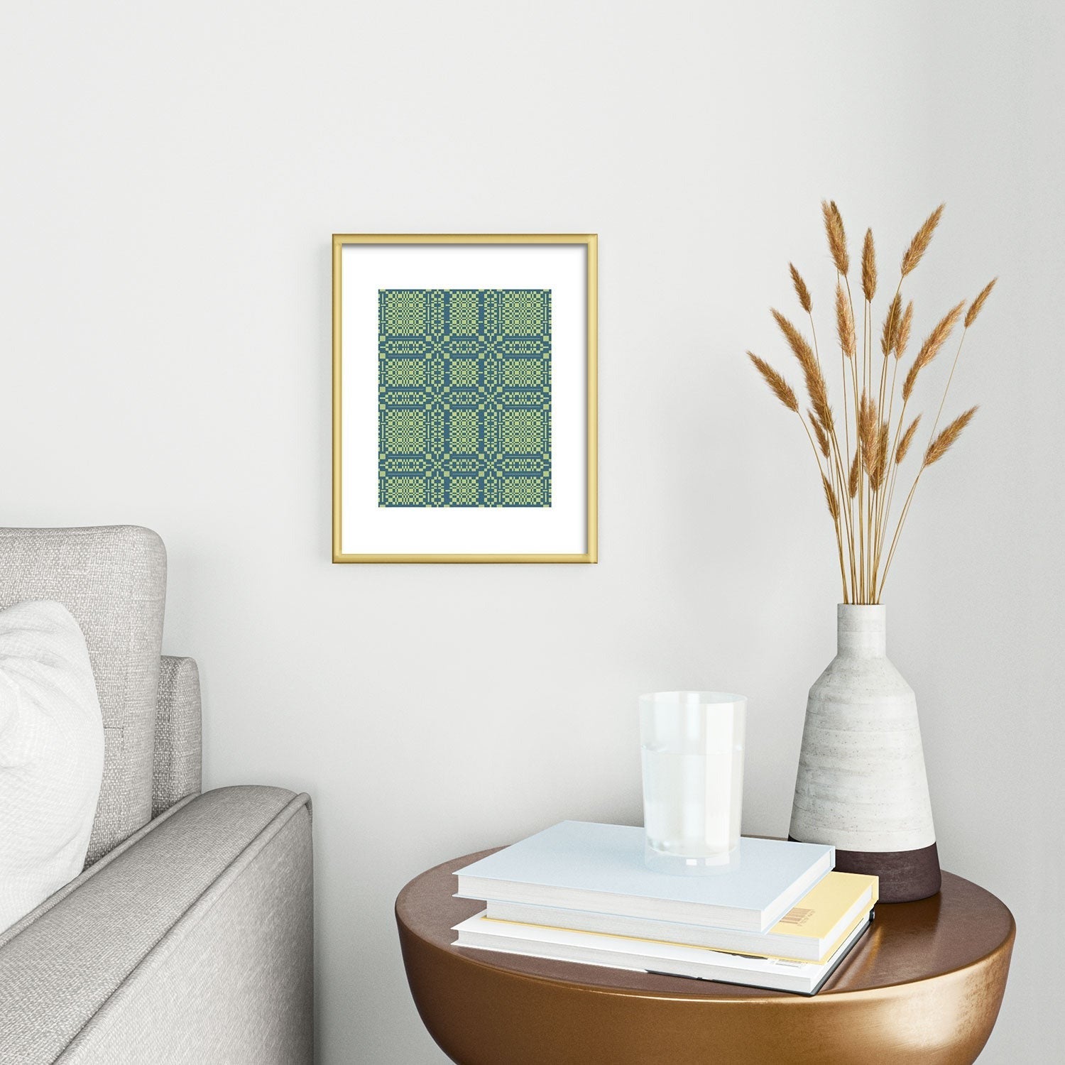 Marta Barragan Camarasa Nostalgic Grid Design Metal Framed Art Print