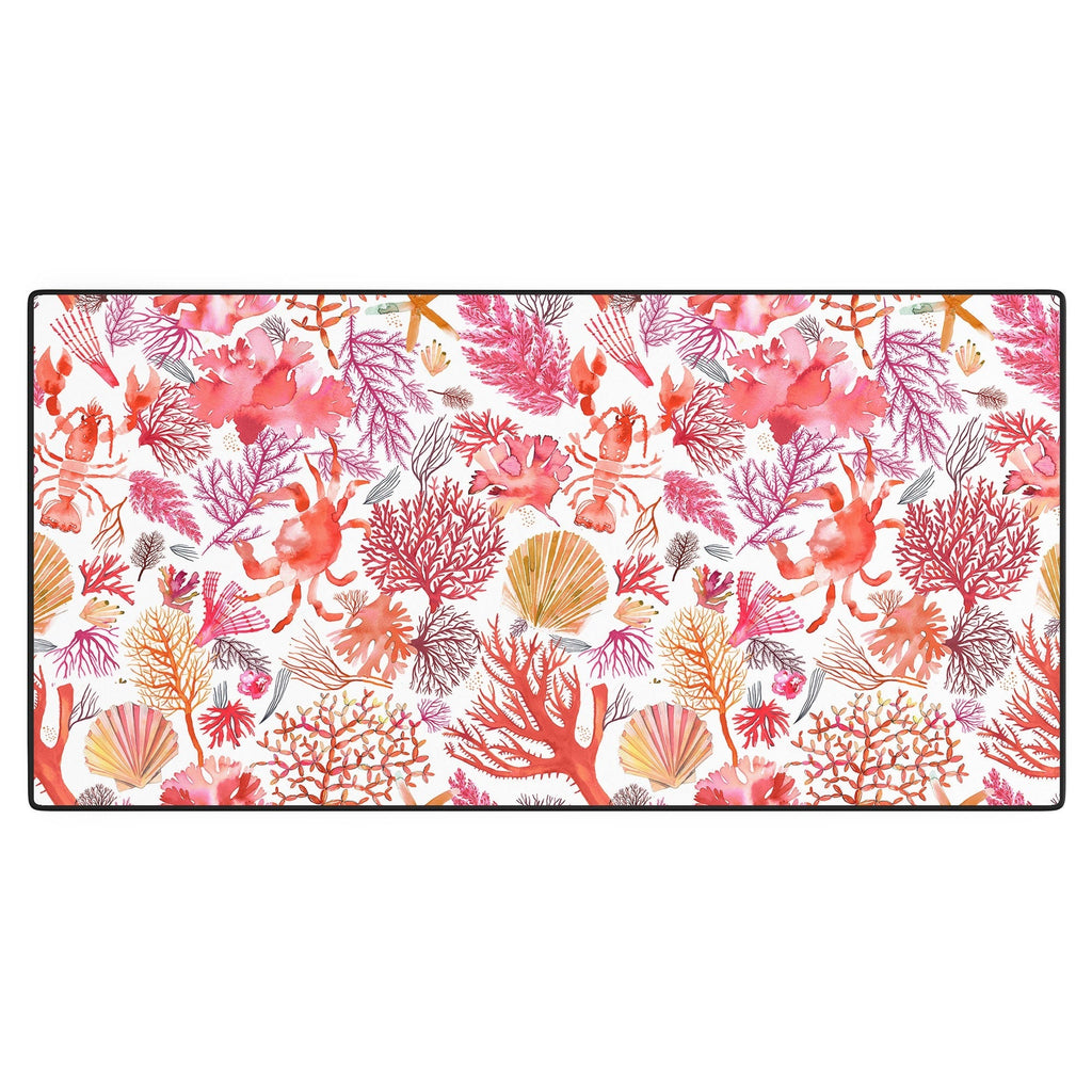 Ninola Design Botanic Retreat Coral Reef Crab Lobster Red Desk Mat