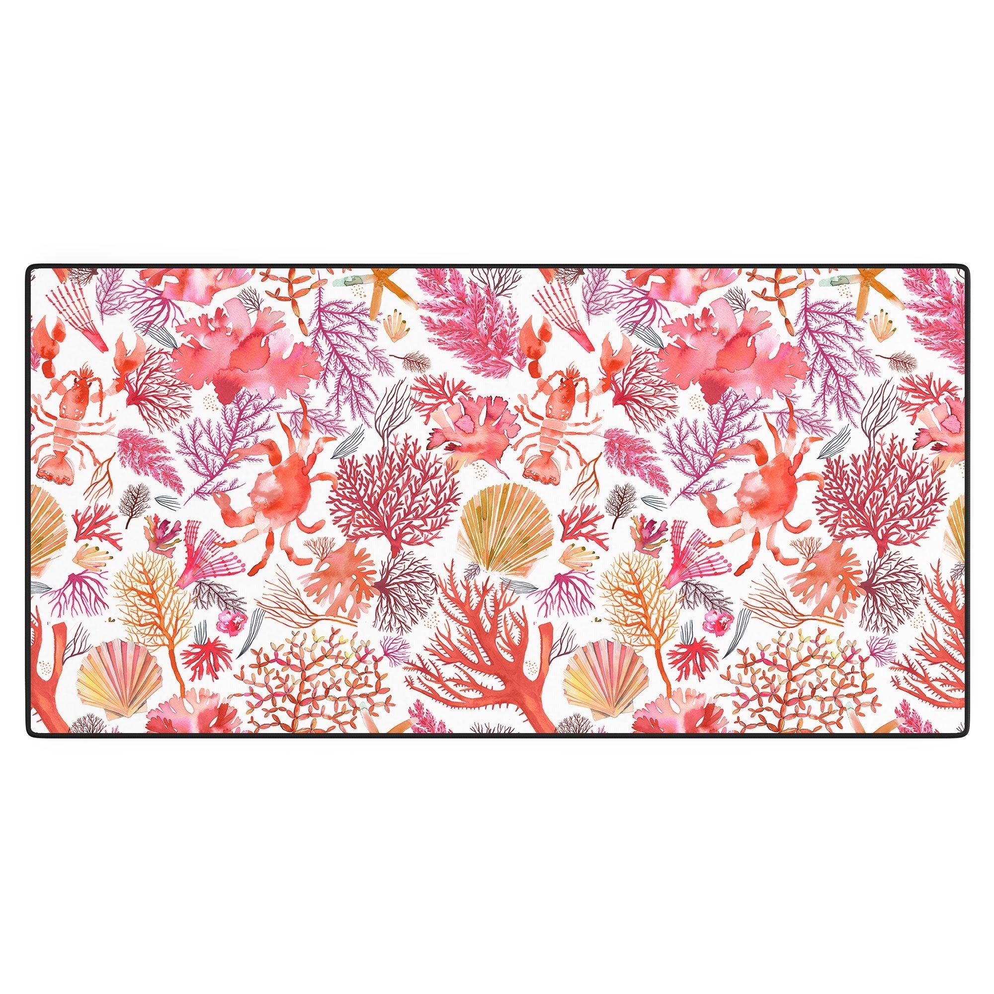 Ninola Design Botanic Retreat Coral Reef Crab Lobster Red Desk Mat