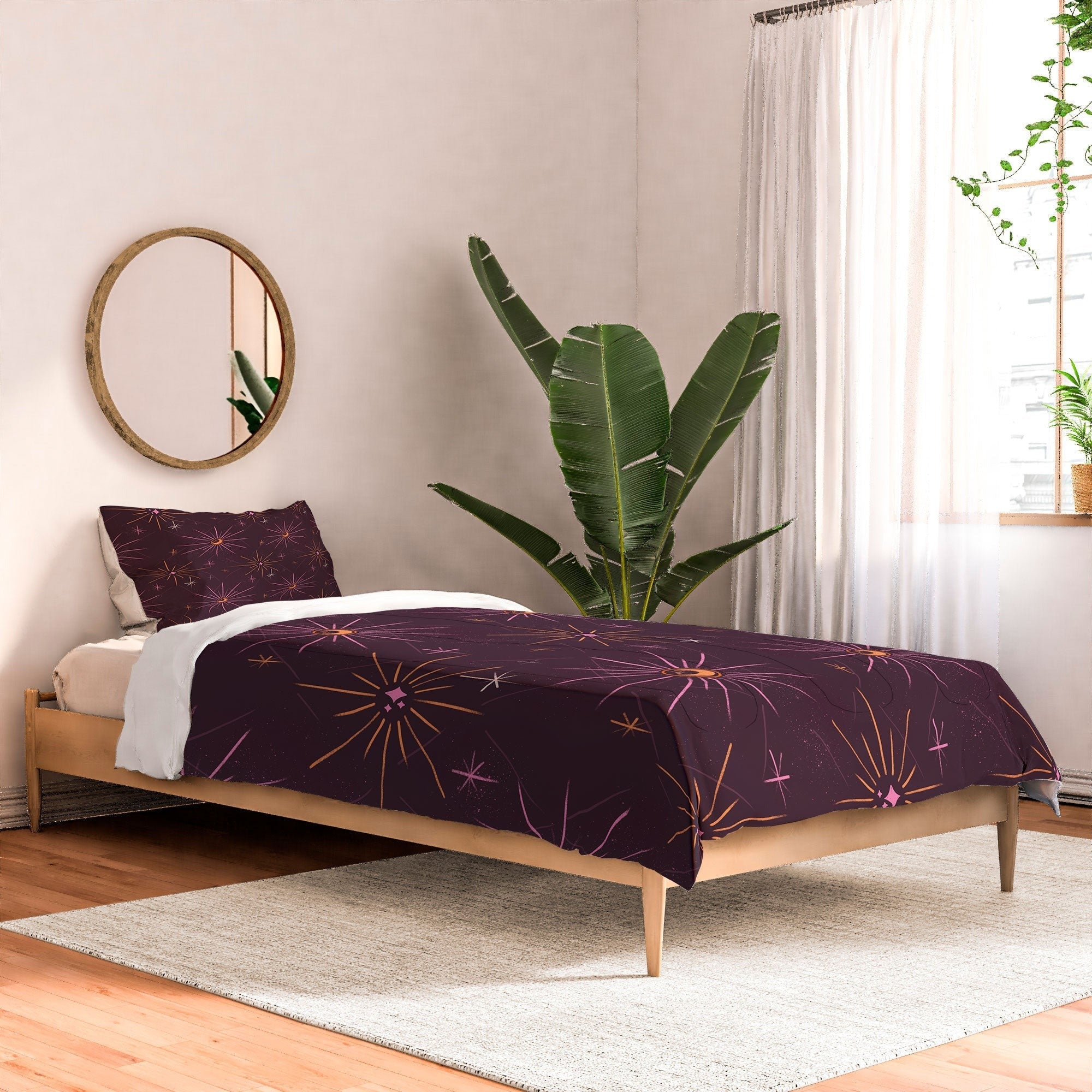 Little Om Pattern Little Moon plum Comforter