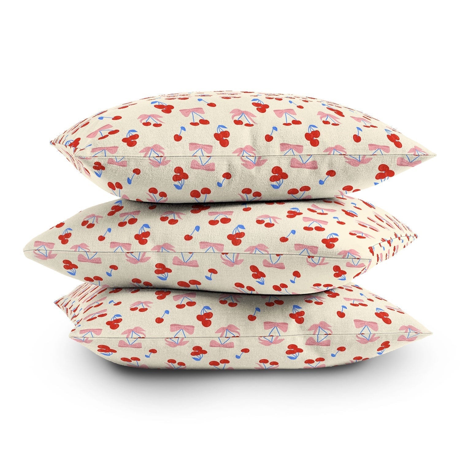 Design by Spark Cherries And Ribbons Outdoor Throw Pillow