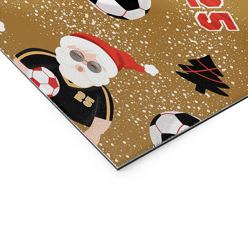 Design by Spark Sporty Soccer Santa Holiday Welcome Mat