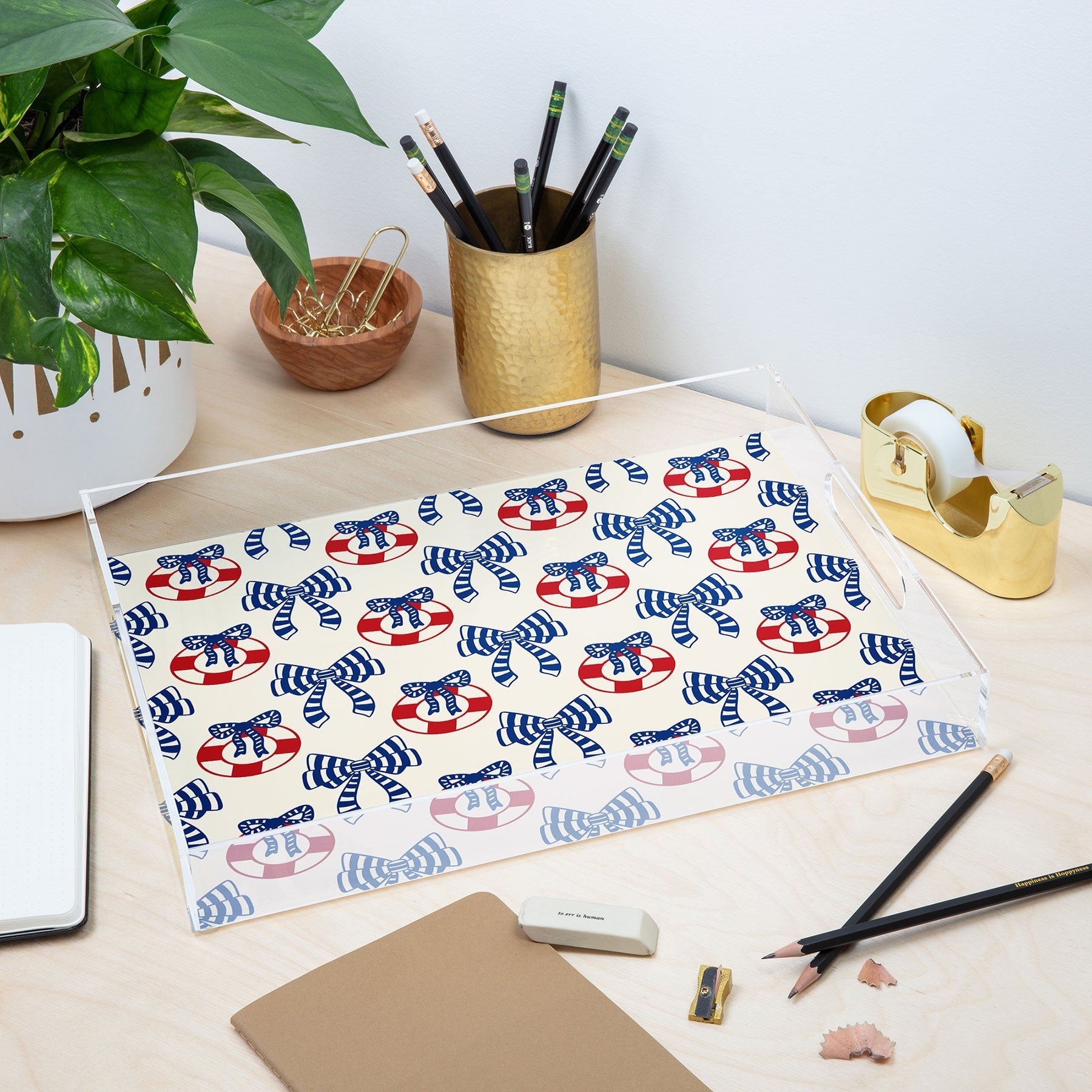 Design by Spark Nautical Christmas Bows Acrylic Tray