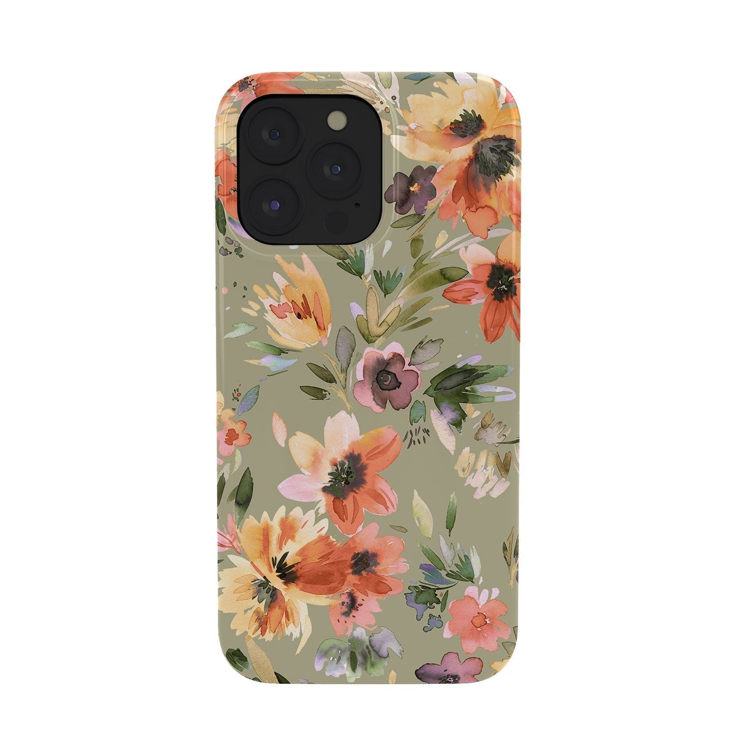 Ninola Design Botanic Retreat Painterly Tropical Flowers Sage Green Phone Case