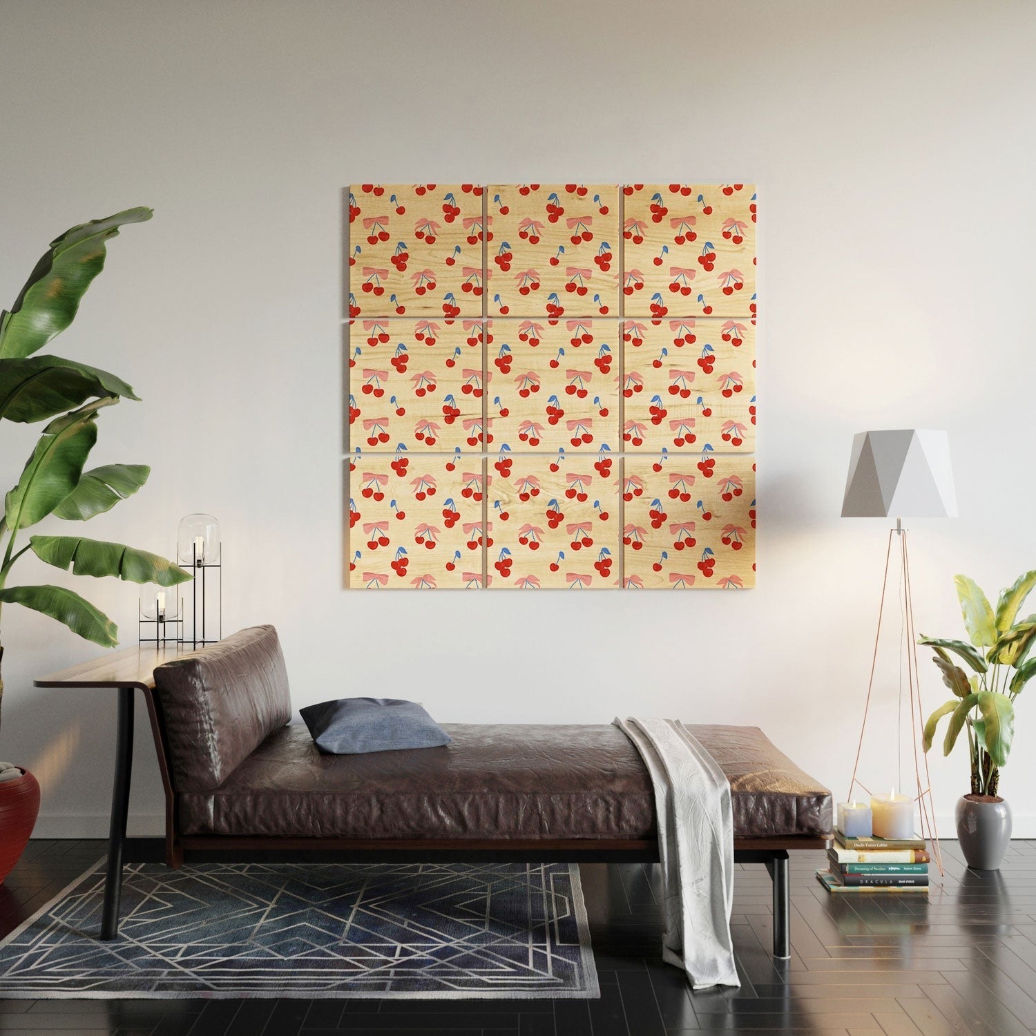 Design by Spark Cherries And Ribbons Wood Wall Mural