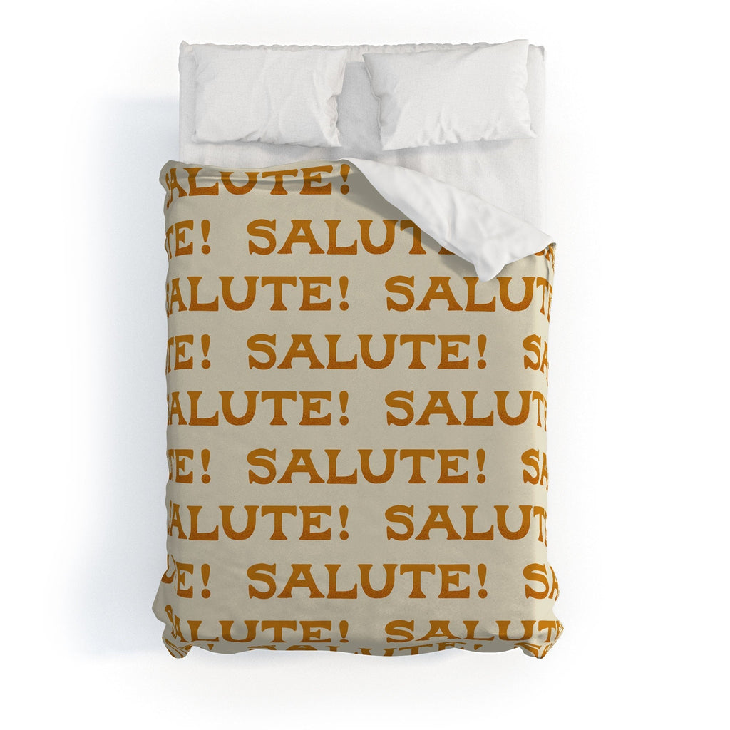 Jessica Molina Salute Gold Pattern on Cream Duvet Cover