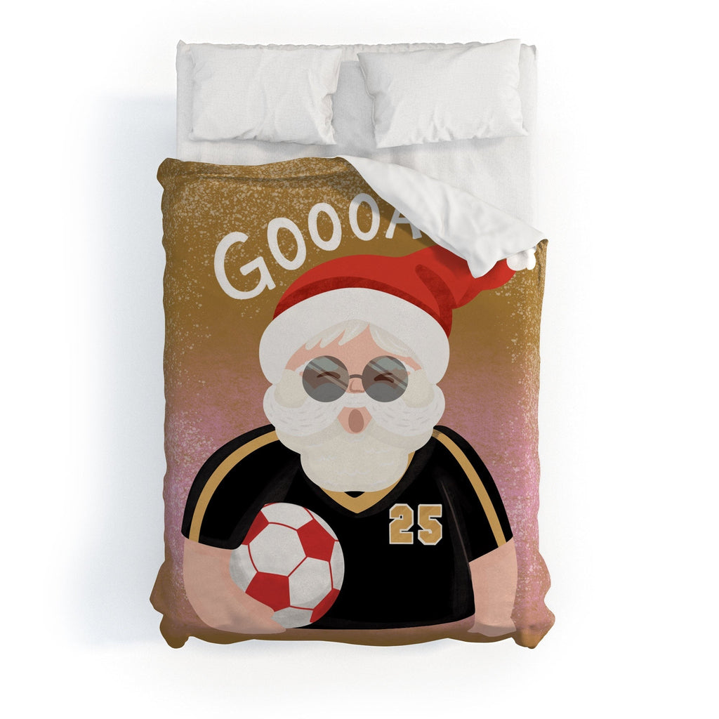 Design by Spark Sporty Soccer Santa Duvet Cover