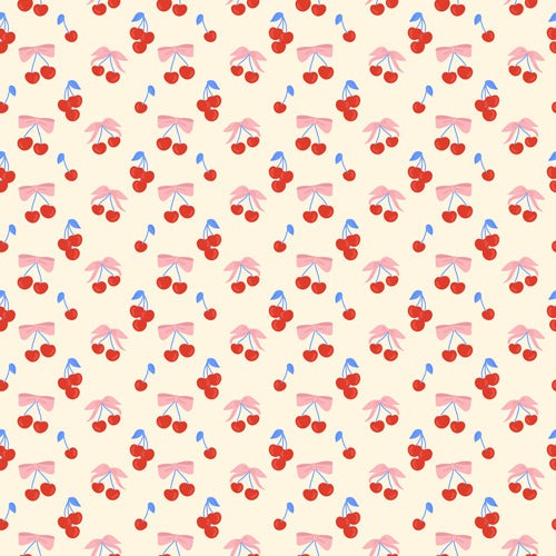 Design by Spark Cherries And Ribbons Shower Curtain