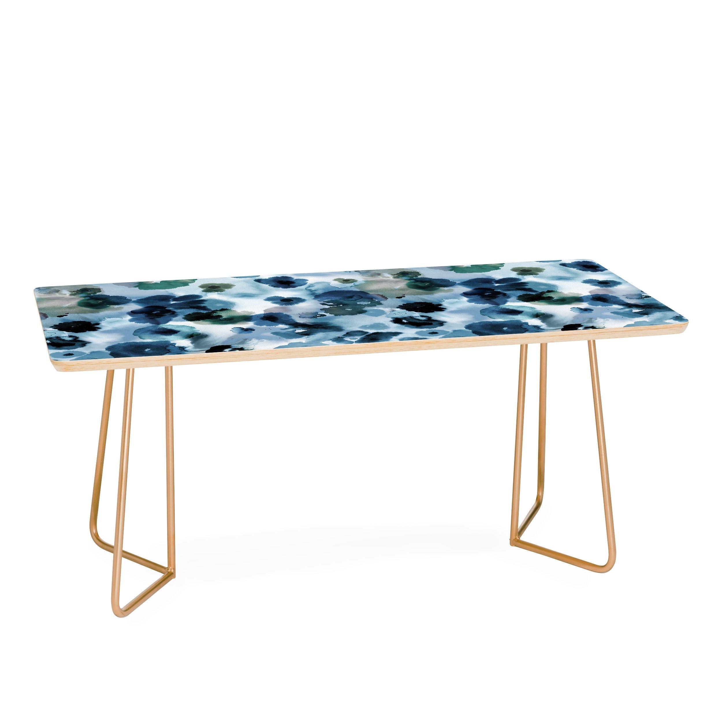 Ninola Design Botanic Retreat Ombre Abstract Watercolor Flowers Blue Navy Coffee Table