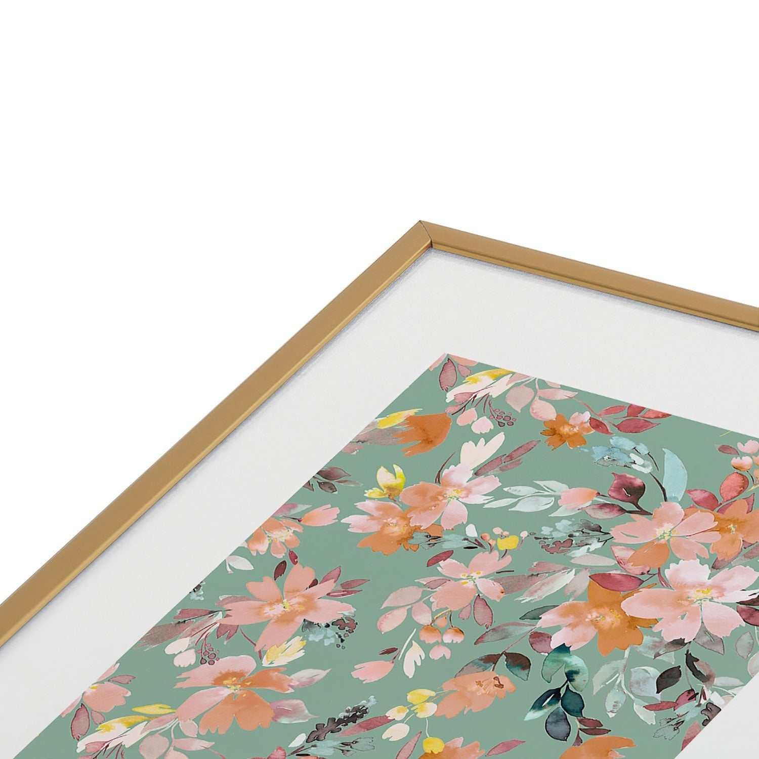 Ninola Design Botanic Retreat Floral Oleander Whimsical Teal Green Metal Framed Art Print