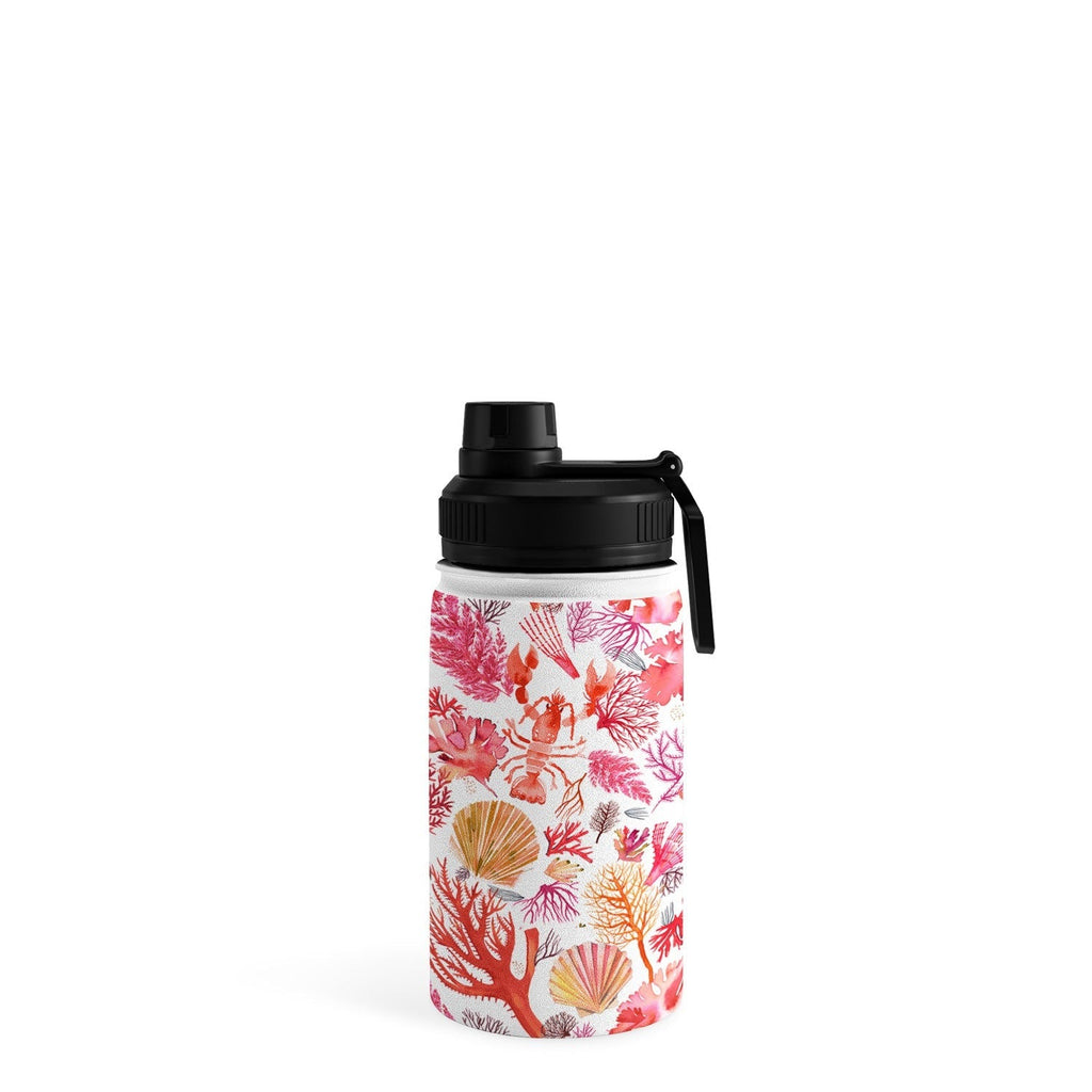Ninola Design Botanic Retreat Coral Reef Crab Lobster Red Water Bottle
