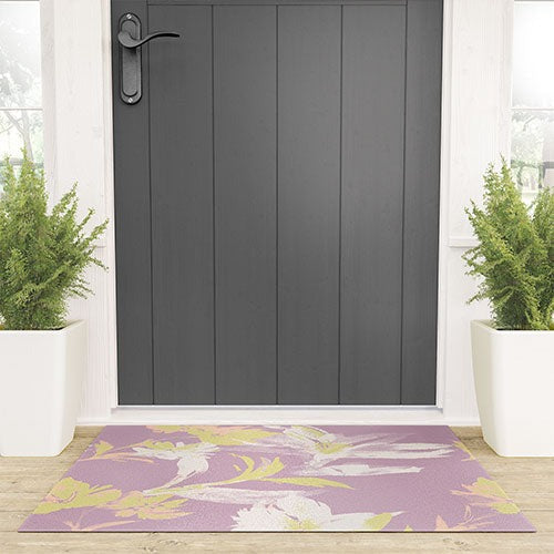 Gabriela Fuente Emma Lilac Floral Welcome Mat